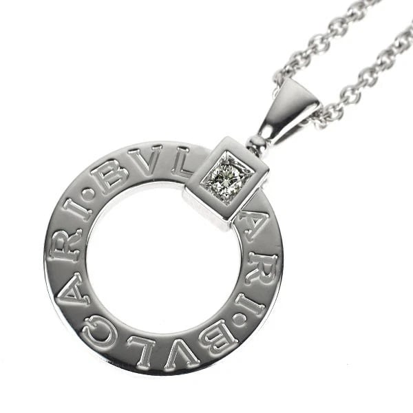 BVLGARI K18WG DIAMOND PENDANT NECKLACE: Bvlgari K18WG Diamond Pendant Necklace Brand: Bvlgari Type: pendant necklace Material: Metal K18WG Main Stone/Creation Natural Color: None Size: Necklace: Chain Length 47 Length/Width/Diameter