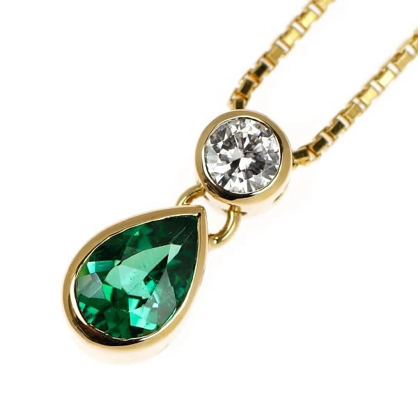 K18YG BRAZILIAN PARAIBA TOURMALINE DIAMOND PENDANT NECKLACE: K18YG Brazilian Paraiba Tourmaline Diamond Pendant Necklace Brand: None Type: pendant necklace Material: Metal K18YG Main Stone/Creation tourmaline Color: None Size: Necklace: Chain Length 37