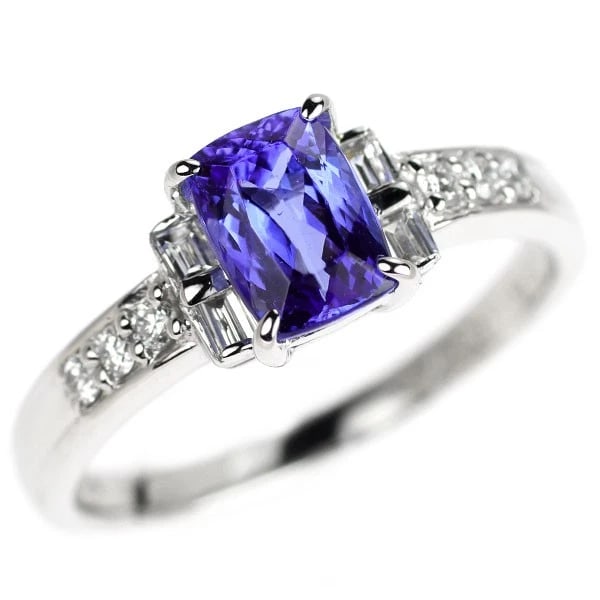 PT900 TANZANITE DIAMOND RING: Pt900 Tanzanite Diamond Ring Brand: None Type: ring Material: Metal Pt900 Main Stone/Creation tanzanite Color: None Size: 7.25 US Accessories: None Accessories Notice: When purchasing pre-