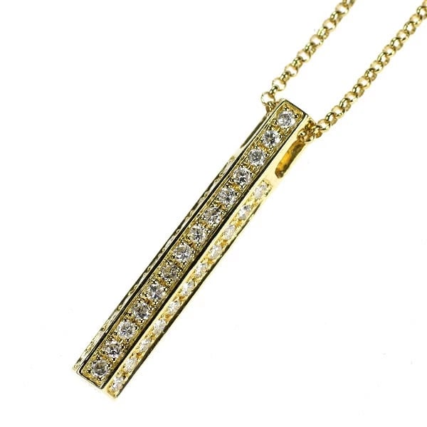 K18YG DIAMOND PENDANT NECKLACE: K18YG DIAMOND PENDANT NECKLACE Brand: None Type: pendant necklace Material: Metal K18YG Main Stone/Creation Natural Color: yellow Size: Length/Width/Diameter27.8Width/Thickness4.4 