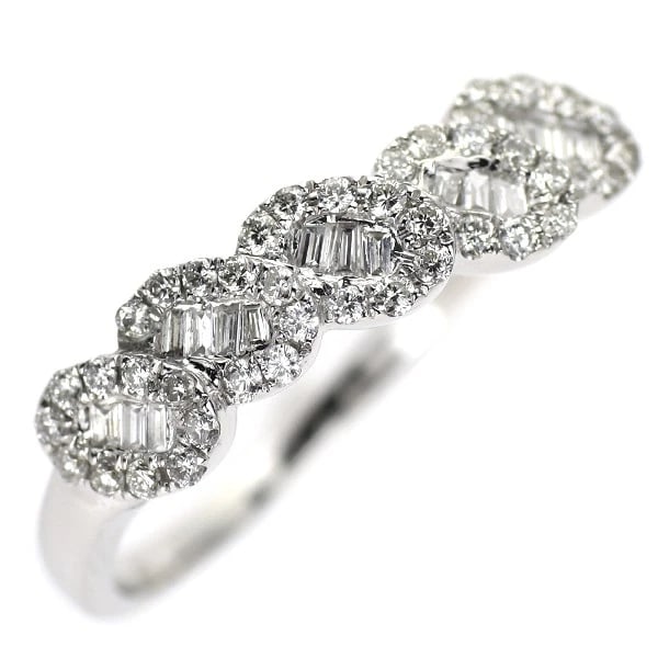 K18WG DIAMOND RING: K18WG diamond ring Brand: None Type: ring Material: Metal K18WG Main Stone/Creation Natural Color: None Size: 5.5 - 5.75 US Accessories: None Accessories Notice: When purchasing pre-owned