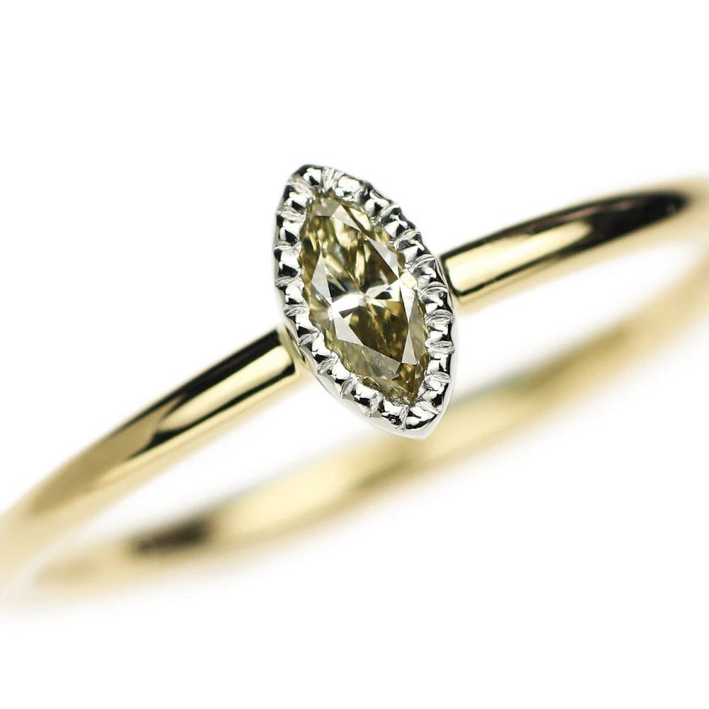 K18/PT950 NATURAL YELLOW DIAMOND RING (1 of 3)