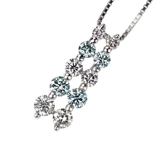 K18WG ICE BLUE/COLLARLESS DIAMOND PENDANT NECKLACE: K18WG Ice Blue/Collarless Diamond Pendant Necklace Brand: None Type: pendant necklace Material: Metal K18WG Main Stone/Creation Natural Color: None Size: Necklace: Chain Length