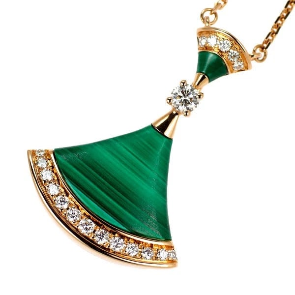 BULGARI K18PG MALACHITE DIAMOND PENDANT NECKLACE: Bulgari K18PG Malachite Diamond Pendant Necklace Brand: Bvlgari Type: pendant necklace Material: Metal K18PG Color: None Size: Necklace: Chain Length