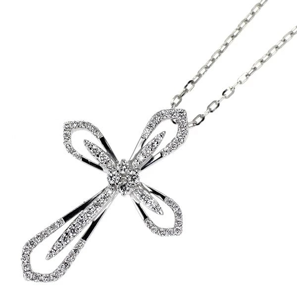 K18WG/ PT850 DIAMOND PENDANT NECKLACE: K18WG/ Pt850 Diamond Pendant Necklace Brand: None Type: pendant necklace Material: Metal K18WG/ Pt850 Main Stone/Creation Natural Color: Platinum Size: Necklace: Chain Length