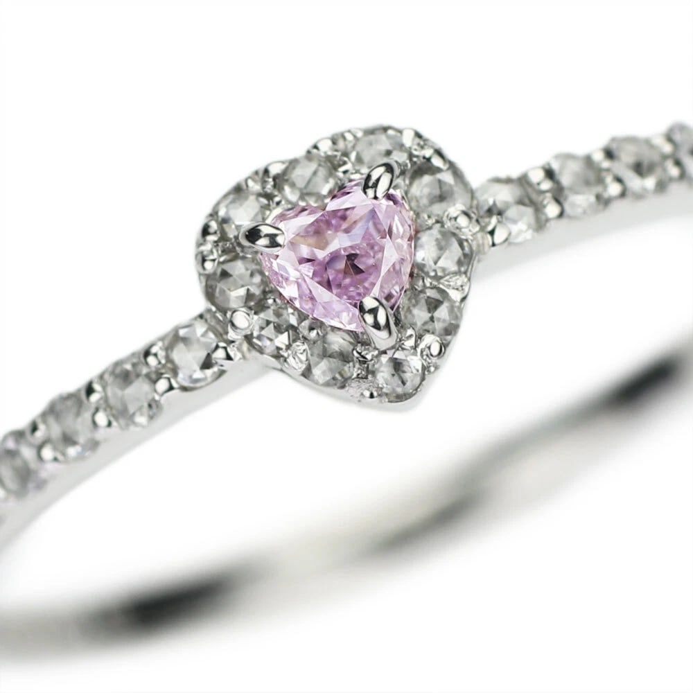 PT950 HEART SHAPE NATURAL PURPLE DIAMOND ROSE CUT RING: Pt950 Heart Shape Natural Purple Diamond Rose Cut Ring Brand: None Type: ring Material: Metal Pt950 Main Stone/Creation Natural Color: None Size: 4.5 US Accessories: None Accessories Notice: