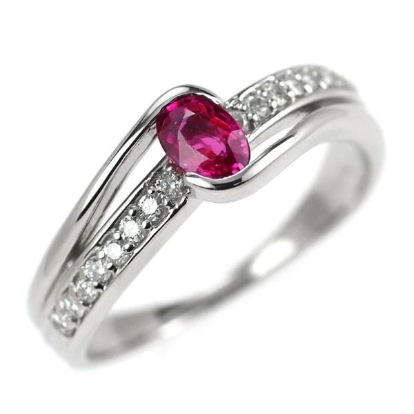 PT900 RUBY DIAMOND RING: Pt900 ruby diamond ring Brand: None Type: ring Material: Metal Pt900 Main Stone/Creation Ruby Color: None Size: 5.5 - 5.75 US Accessories: None Accessories Notice: When purchasing pre-owne