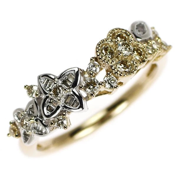 K18YG/WG DIAMOND RING: K18YG/WG diamond ring Brand: None Type: ring Material: Metal K18YG/WG Main Stone/Creation Natural Color: None Size: 5.5 - 5.75 US Accessories: None Accessories Notice: When purchasing
