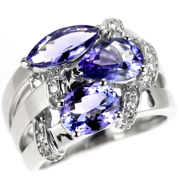 K18WG TANZANITE DIAMOND RING: K18WG Tanzanite Diamond Ring Brand: None Type: ring Material: Metal K18WG Main Stone/Creation tanzanite Color: None Size: 6.25 - 6.5 US Accessories: None Accessories Notice: When purchasing