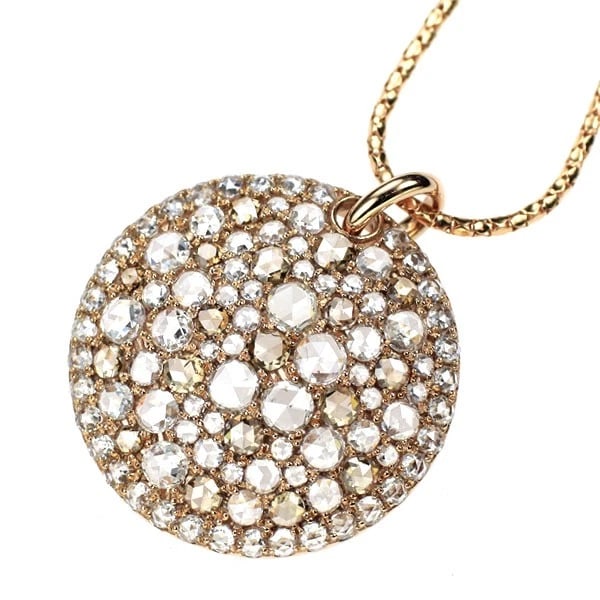 K18PG ROSE CUT DIAMOND PENDANT NECKLACE: K18PG Rose Cut Diamond Pendant Necklace Brand: None Type: pendant necklace Material: Metal K18PG Main Stone/Creation Natural Color: Gold Size: Necklace: Chain Length