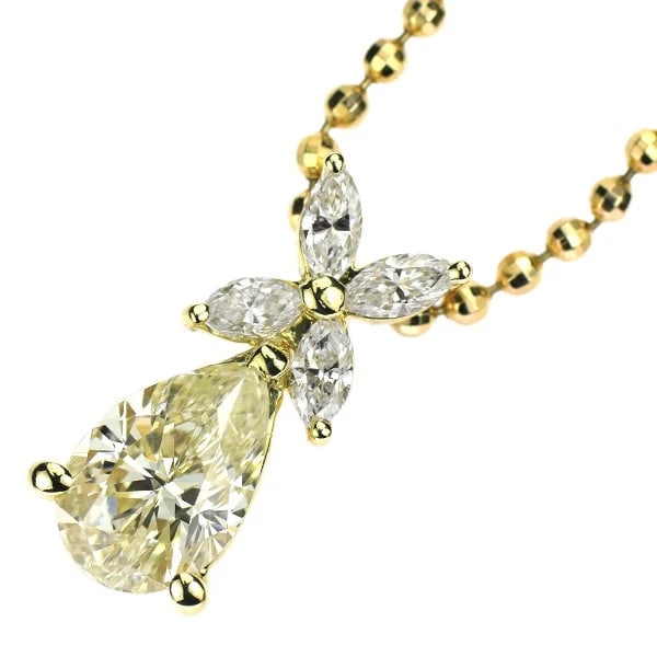 K18YG PEAR SHAPE DIAMOND PENDANT NECKLACE: K18YG Pear Shape Diamond Pendant Necklace Brand: None Type: pendant necklace Material: Metal K18YG Main Stone/Creation Natural Color: yellow Size: Necklace: Chain Length