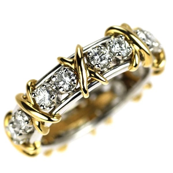 TIFFANY & CO PT950/ K18YG DIAMOND RING: Tiffany & Co Pt950/ K18YG Diamond Ring Brand: Tiffany Type: ring Material: Metal K18YG Main Stone/Creation Natural Color: yellow Size: 6.75 - 7 US Accessories: None Accessories Notice: When