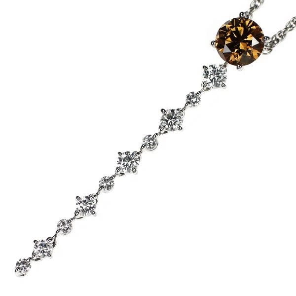 KASHIKEI PT900/ PT850 BROWN DIAMOND PENDANT NECKLACE: Kashikei Pt900/ Pt850 Brown Diamond Pendant Necklace Brand: Kashikey Type: pendant necklace Material: Metal Pt850 Main Stone/Creation Natural Color: None Size: Necklace: Chain Length