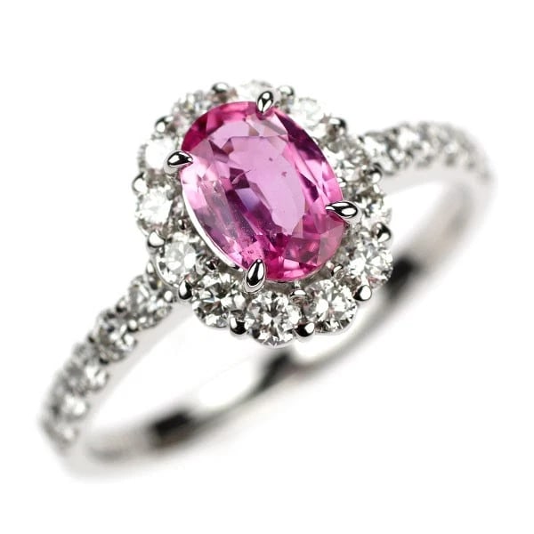 PT900 PINK SAPPHIRE DIAMOND RING: Pt900 pink sapphire diamond ring Brand: None Type: ring Material: Metal Pt900 Main Stone/Creation sapphires Color: None Size: 5.5 - 5.75 US Accessories: None Accessories Notice: When purch