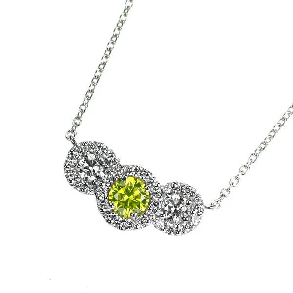 PT900/ PT850 TREAT YELLOW GREEN DIAMOND PENDANT NECKLACE: Pt900/ Pt850 Treat Yellow Green Diamond Pendant Necklace Brand: None Type: pendant necklace Material: Metal Pt900/ Pt850 Main Stone/Creation Natural Color: Platinum Size: Necklace: Chain