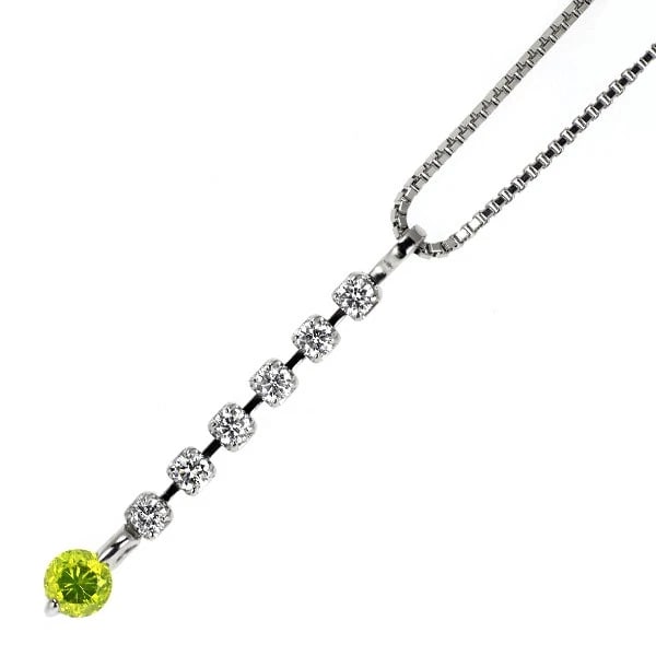 PT900/ PT850 TREAT YELLOW GREEN DIAMOND PENDANT NECKLACE: Pt900/ Pt850 Treat Yellow Green Diamond Pendant Necklace Brand: None Type: pendant necklace Material: Metal Platinum Main Stone/Creation Natural Color: None Size: Necklace: Chain Length