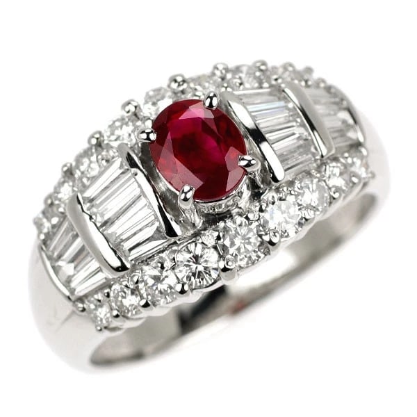 PT900 RUBY DIAMOND RING: Pt900 ruby diamond ring Brand: None Type: ring Material: Metal Pt900 Main Stone/Creation Ruby Color: None Size: 6.75 - 7 US Accessories: None Accessories Notice: When purchasing pre-owned