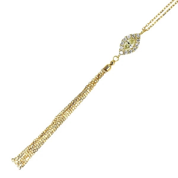 K18YG DIAMOND PENDANT NECKLACE: K18YG DIAMOND PENDANT NECKLACE Brand: None Type: pendant necklace Material: Metal K18YG Main Stone/Creation Natural Color: yellow Size: Necklace: Chain Length