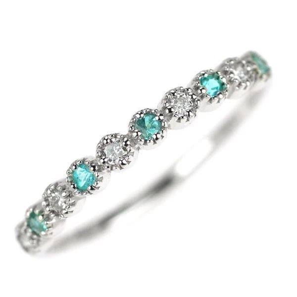 PT900 PARAIBA TOURMALINE DIAMOND RING: Pt900 Paraiba Tourmaline Diamond Ring Brand: None Type: ring Material: Metal Pt900 Main Stone/Creation tourmaline Color: None Size: 6 US Accessories: None Accessories Notice: When purchasing