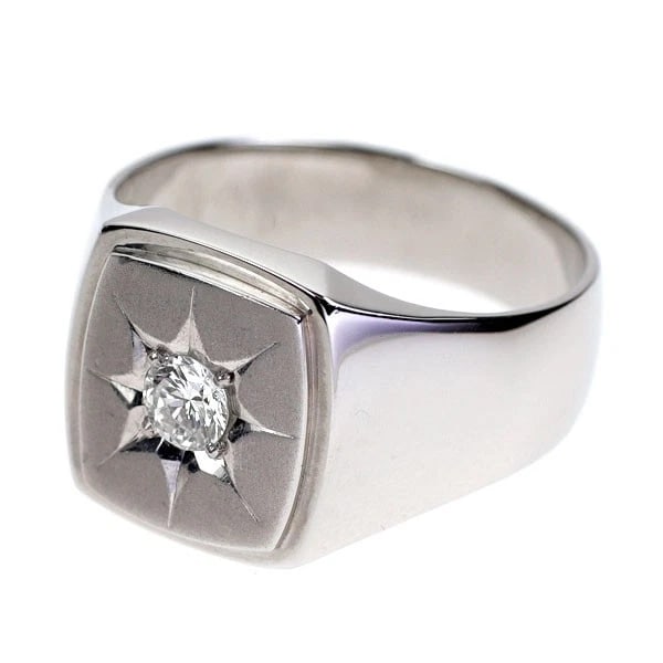 PT900 DIAMOND STAMP RING - 2