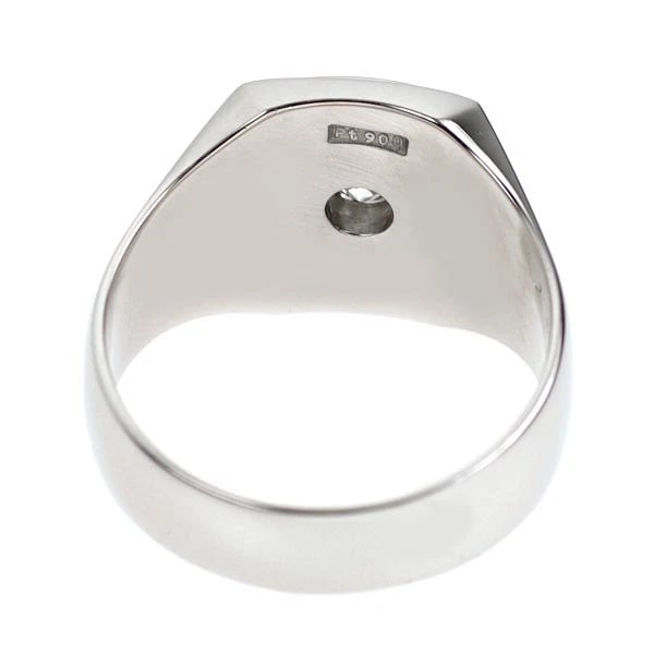 PT900 DIAMOND STAMP RING - 3