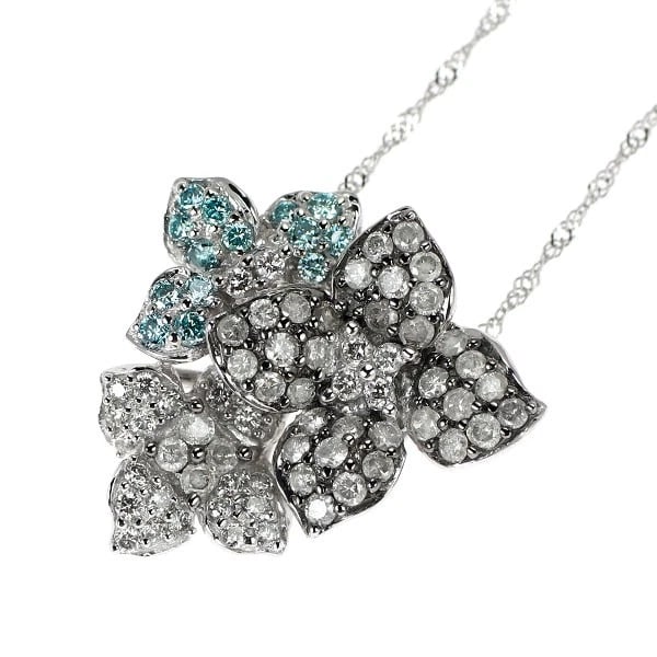 K18WG COLLARLESS/TREAT BLUE DIAMOND PENDANT NECKLACE: K18WG Collarless/Treat Blue Diamond Pendant Necklace Brand: None Type: pendant necklace Material: Metal K18WG Main Stone/Creation Natural Color: None Size: Necklace: Chain Length