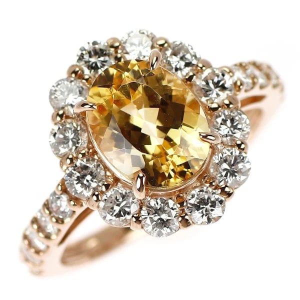 K18PG YELLOW TOPAZ DIAMOND RING: K18PG Yellow Topaz Diamond Ring Brand: None Type: ring Material: Metal K18PG Main Stone/Creation Topaz Color: None Size: 5.25 US Accessories: None Accessories Notice: When purchasing