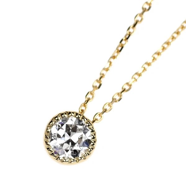 K18YG OLD CIRCULAR BRILLIANT CUT DIAMOND PENDANT NECKLACE: K18YG Old Circular Brilliant Cut Diamond Pendant Necklace Brand: None Type: pendant necklace Material: Metal K18YG Main Stone/Creation Natural Color: Gold Size: Necklace: Chain Length