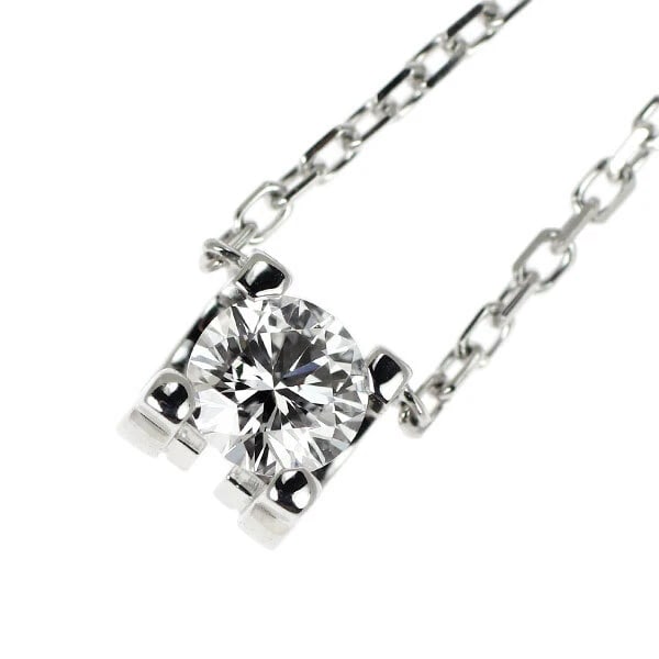 CARTIER K18WG DIAMOND PENDANT NECKLACE: Cartier K18WG diamond pendant necklace Brand: Cartier Type: pendant necklace Material: Metal K18WG Main Stone/Creation Natural Color: Platinum Size: Necklace: Chain Length