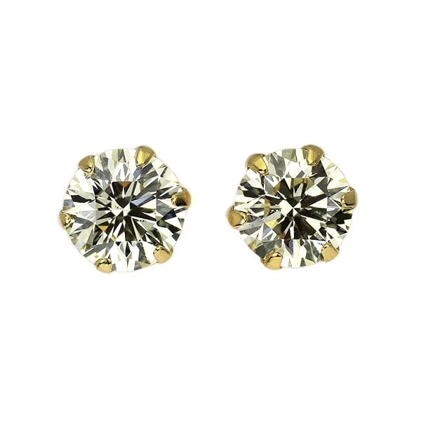 K18YG DIAMOND EARRINGS: K18YG Diamond Earrings Brand: None Type: piercing Material: Metal K18YG Main Stone/Creation Natural Color: Gold Size: Length/Width/Diameter4.3Width/Thickness4.9 Accessories: None Accessories