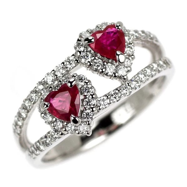 PT900 HEART SHAPE RUBY DIAMOND RING (1 of 2)