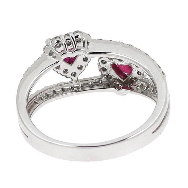 PT900 HEART SHAPE RUBY DIAMOND RING - 2
