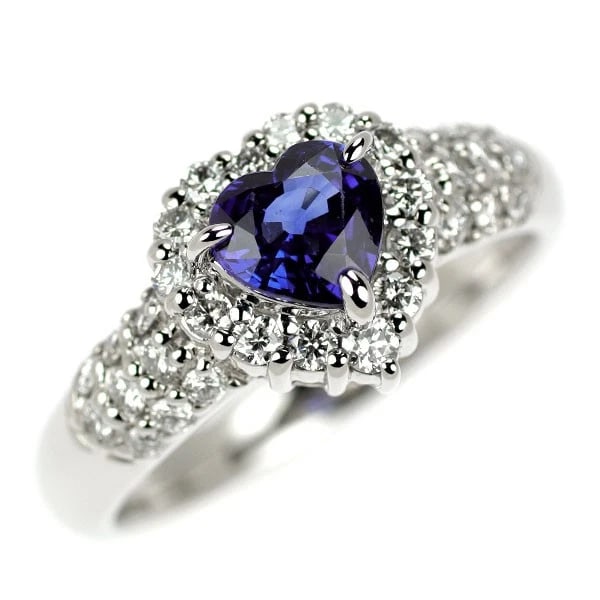 PT900 HEART SHAPE SAPPHIRE DIAMOND RING: Pt900 Heart Shape Sapphire Diamond Ring Brand: None Type: ring Material: Metal Pt900 Main Stone/Creation sapphires Color: None Size: 7.25 US Accessories: None Accessories Notice: When
