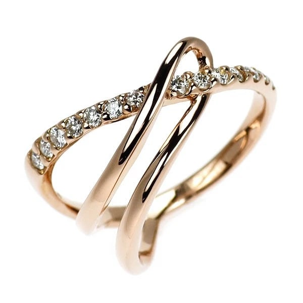 K18PG DIAMOND RING: K18PG diamond ring Brand: None Type: ring Material: Metal K18PG Main Stone/Creation Natural Color: None Size: 5.5 - 5.75 US Accessories: None Accessories Notice: When purchasing pre-owned