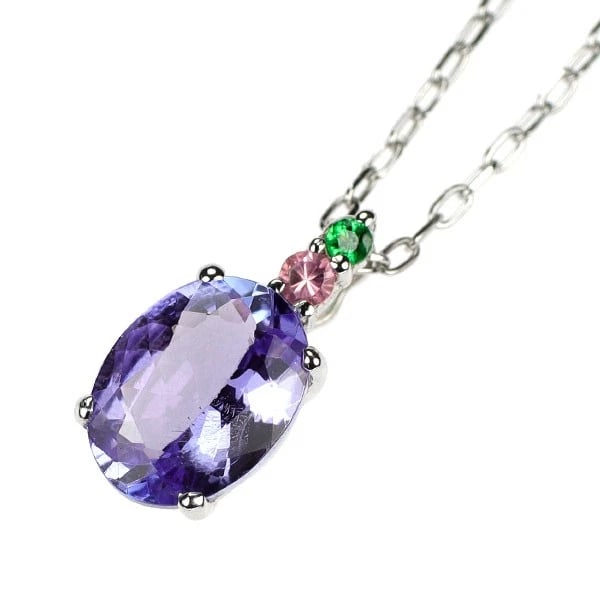 K18WG TANZANITE GREEN GARNET SPINEL PENDANT NECKLACE: K18WG Tanzanite Green Garnet Spinel Pendant Necklace Brand: None Type: pendant necklace Material: Metal K18WG Main Stone/Creation tanzanite Color: Platinum Size: Necklace: Chain Length
