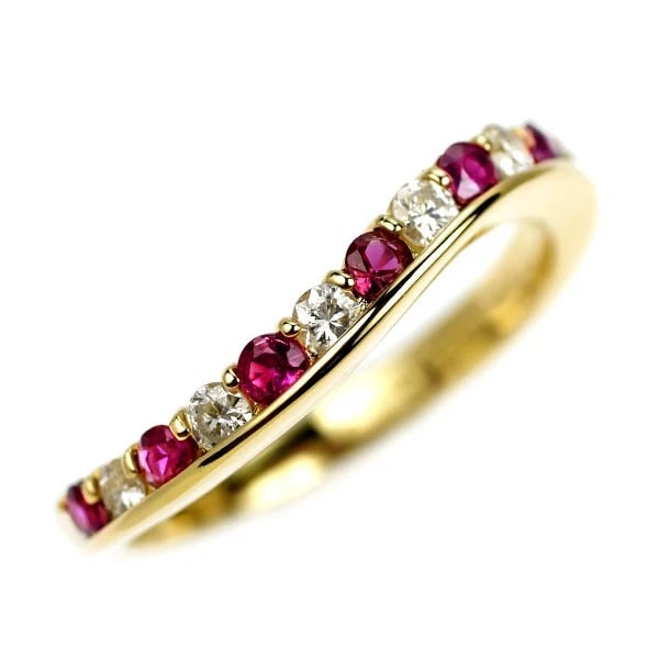 K18YG RUBY DIAMOND RING: K18YG Ruby Diamond Ring Brand: None Type: ring Material: Metal K18YG Main Stone/Creation Ruby Color: None Size: 6.25 - 6.5 US Accessories: None Accessories Notice: When purchasing pre-owne