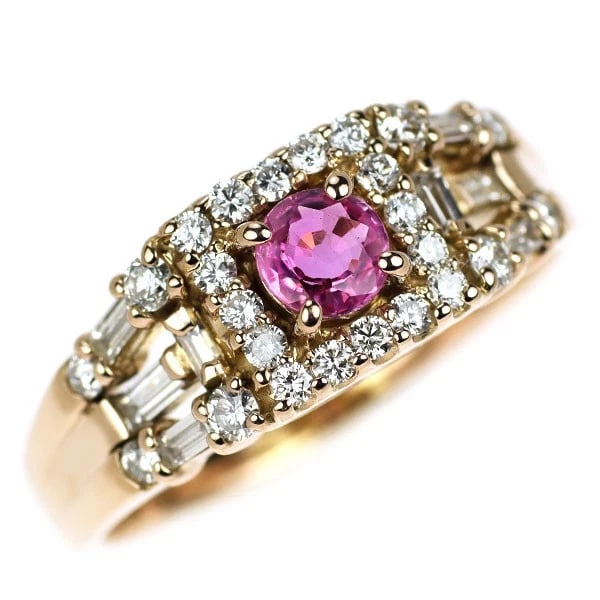 K18PG PINK SAPPHIRE DIAMOND RING (1 of 2)
