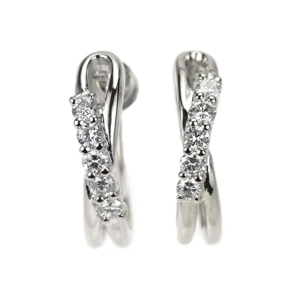 PT900 DIAMOND HOOP EARRINGS: Pt900 diamond hoop earrings Brand: None Type: earring Material: Metal Pt900 Main Stone/Creation Natural Color: None Size: Length/Width/Diameter15.4Width/Thickness3.8 Accessories: None