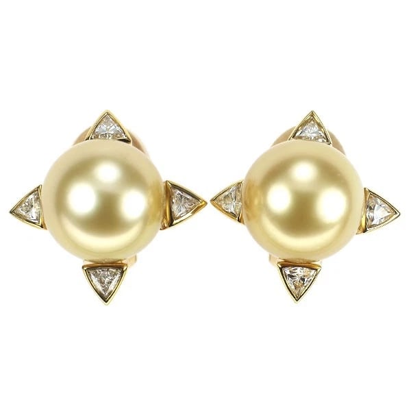 MIKIMOTO K18YG GOLDEN PEARL DIAMOND EARRINGS: Mikimoto K18YG Golden Pearl Diamond Earrings Brand: Mikimoto Type: earring Material: Metal K18YG Main Stone/Creation pearl/pearl Color: Gold Size: Length/Width/Diameter17.7Width/Thickness17.7 