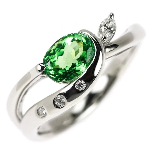 PT900 GROSSULARITE GARNET DIAMOND RING (1 of 2)