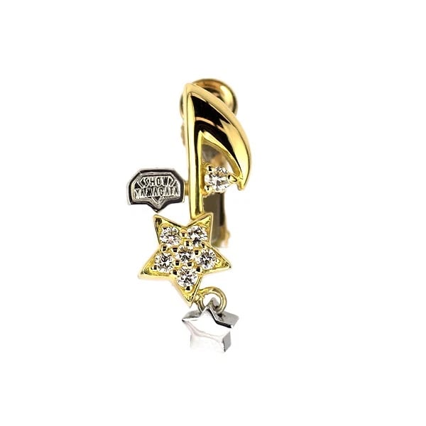 K18YG/WG DIAMOND SINGLE EARRING: K18YG/WG DIAMOND SINGLE EARRING Brand: None Type: earring Material: Metal K18YG/WG Main Stone/Creation Natural Color: yellow Size: Length/Width/Diameter18.7Width/Thickness8.5 Accessories: None