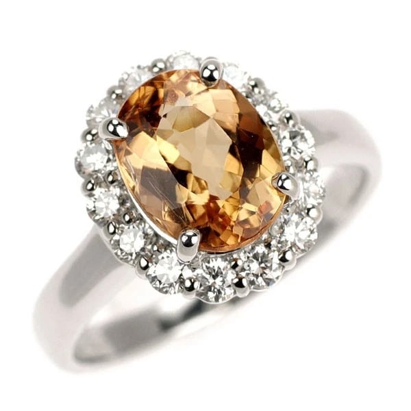 PT900 IMPERIAL TOPAZ DIAMOND RING: Pt900 Imperial Topaz Diamond Ring Brand: None Type: ring Material: Metal Pt900 Main Stone/Creation Topaz Color: None Size: 6 US Accessories: None Accessories Notice: When purchasing pre-owned