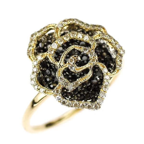K18YG BLACK/COLORLESS DIAMOND RING (1 of 2)