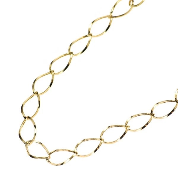 K18YG DESIGN CHAIN NECKLACE: K18YG design chain necklace Brand: None Type: necklace Material: Metal K18YG Color: Gold Size: Necklace: Chain Length 44.5 Width/Thickness 1.8 Accessories: None Accessories Notice: When