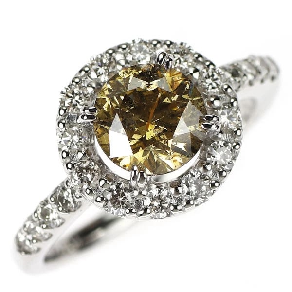 PT900 BROWN DIAMOND RING: Pt900 brown diamond ring Brand: None Type: ring Material: Metal Pt900 Main Stone/Creation Natural Color: None Size: 6.75 - 7 US Accessories: None Accessories Notice: When purchasing pre-owned