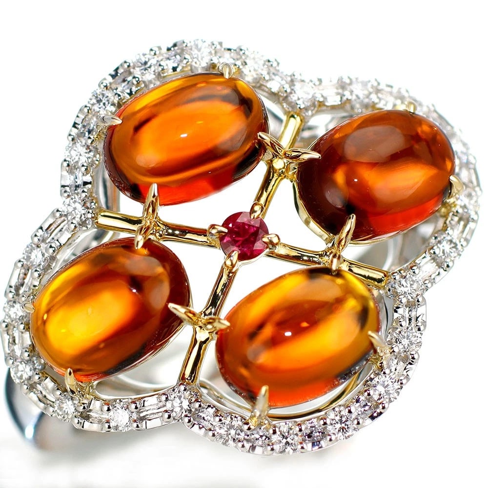 TASAKI PEARL K18YG/WG MADEIRA/MADIRA CITRINE RUBY DIAMOND RING: Tasaki Pearl K18YG/WG Madeira/Madira Citrine Ruby Diamond Ring Brand: Tasaki Pearl Type: ring Material: Metal K18YG/WG Color: None Size: 6.25 - 6.5 US Accessories: None Accessories Notice: