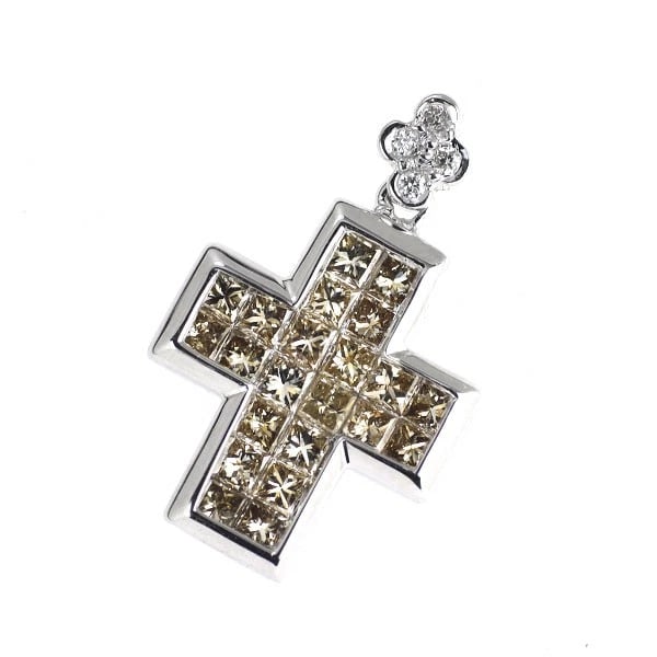 LES ESSENTIALS K18WG DIAMOND PENDANT TOP CROSS -: Les Essentials K18WG Diamond Pendant Top Cross - Brand: Les essentials Type: pendant top Material: Metal K18WG Main Stone/Creation Natural Color: None Size: