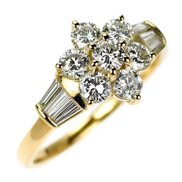 K18YG DIAMOND RING: K18YG Diamond Ring Brand: None Type: ring Material: Metal K18YG Main Stone/Creation Natural Color: yellow Size: 5.5 - 5.75 US Accessories: None Accessories Notice: When purchasing pre-owned