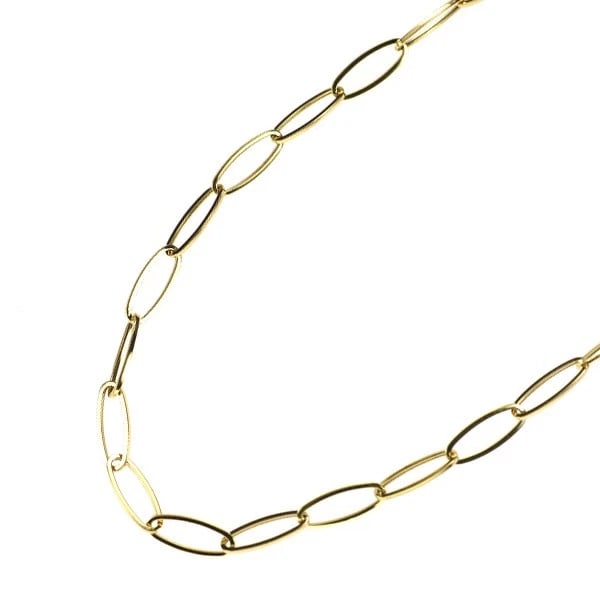 K18YG DESIGN NECKLACE: K18YG design necklace Brand: None Type: necklace Material: Metal K18YG Main Stone/Creation Gold Color: None Size: Necklace: Chain Length 60.5 Width/Thickness 5.0 Accessories: None Accessories