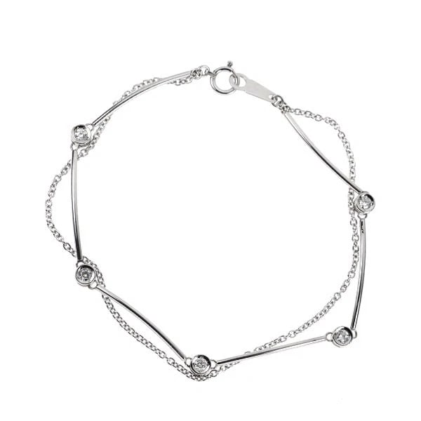 PT850 DIAMOND STATION BRACELET: Pt850 diamond station bracelet Brand: None Type: bracelet Material: Metal Pt850 Main Stone/Creation Natural Color: Platinum Size: Length/Width/Diameter4.0Width/Thickness2.9 Accessories: None
